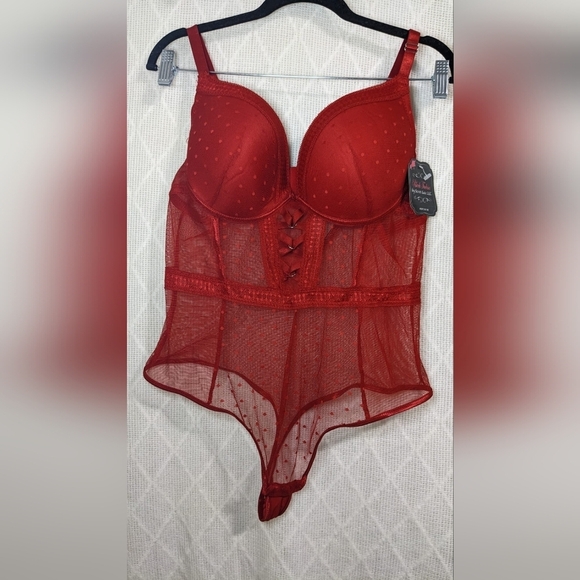 Black Fuchsia by Secret LaceGalloon Lace & Mesh Teddy Size 3X - Picture 2 of 11